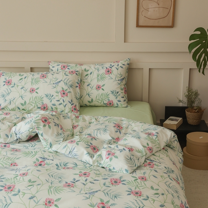 91家纺网 家纺一手货源 找家纺 棉眠 2025新款春夏花间牧歌田园系列四件套 春之晓晓