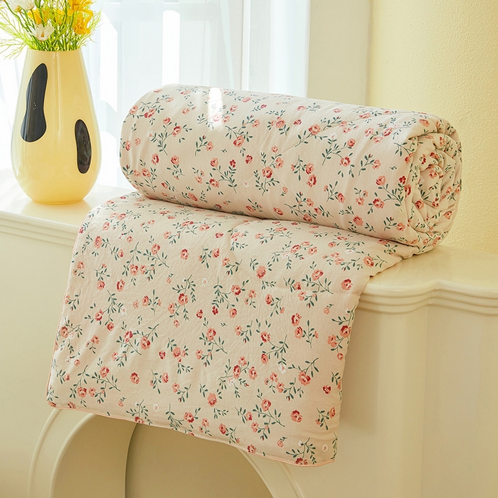 91家纺网 家纺一手货源 找家纺 梦恬佳 2025新款A类水洗皱皱棉夏凉被 野茶春苑