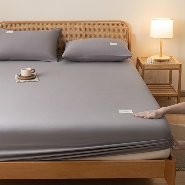 91家纺网 家纺一手货源 找家纺 梵克保罗 2025新款亲肤舒适全棉13372喷气床笠 灰色