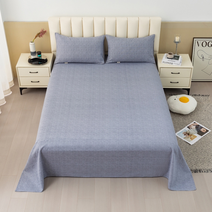 91家纺网 家纺一手货源 找家纺 2025新款老粗布床单老粗布凉席系列-凉席 浅灰