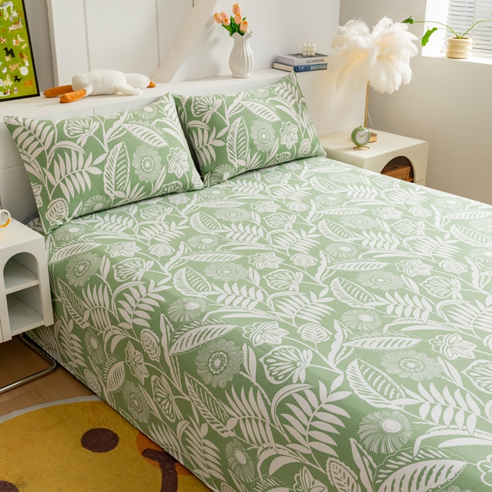 91家纺网 家纺一手货源 找家纺 2025新款老粗布床单老粗布凉席系列-凉席 绿意盎然