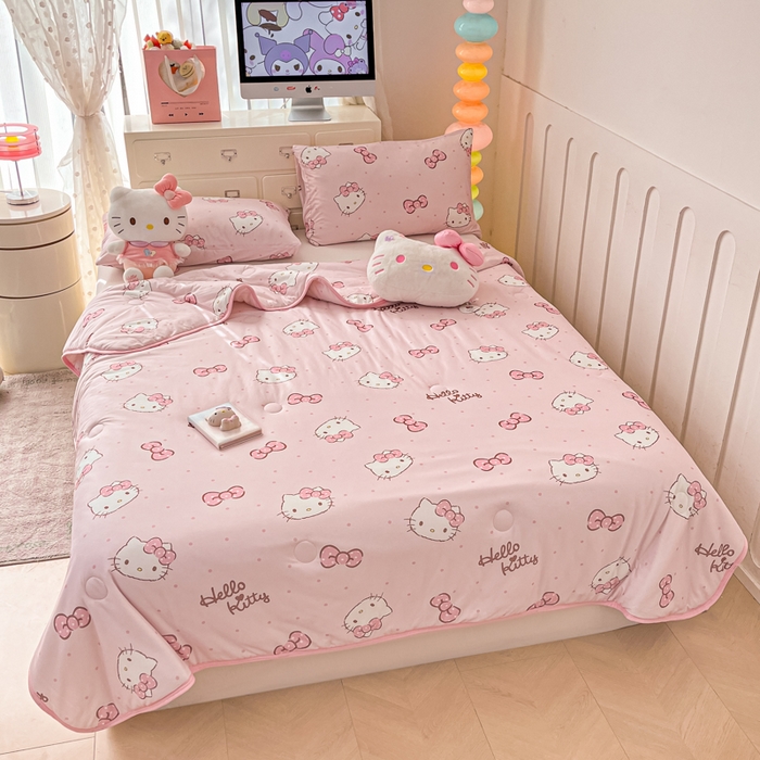 91家纺网 家纺一手货源 找家纺 暮思家居 2025新款正版授权三丽鸥A类牛奶针织棉夏被子被芯 针织棉-可爱KT