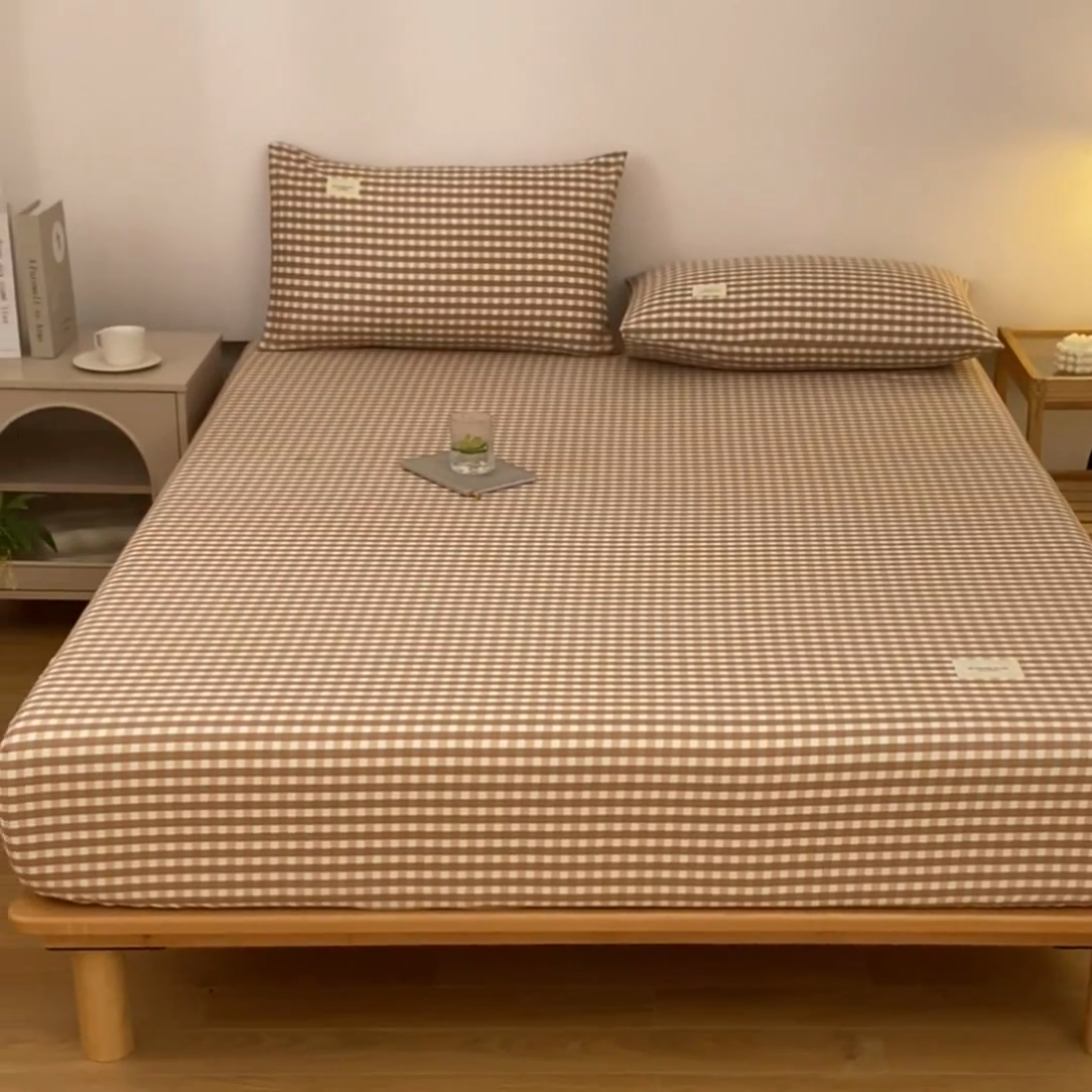 91家纺网 家纺一手货源 找家纺 梵克保罗 2025新款亲肤舒适全棉印花系列床笠 美拉德橘