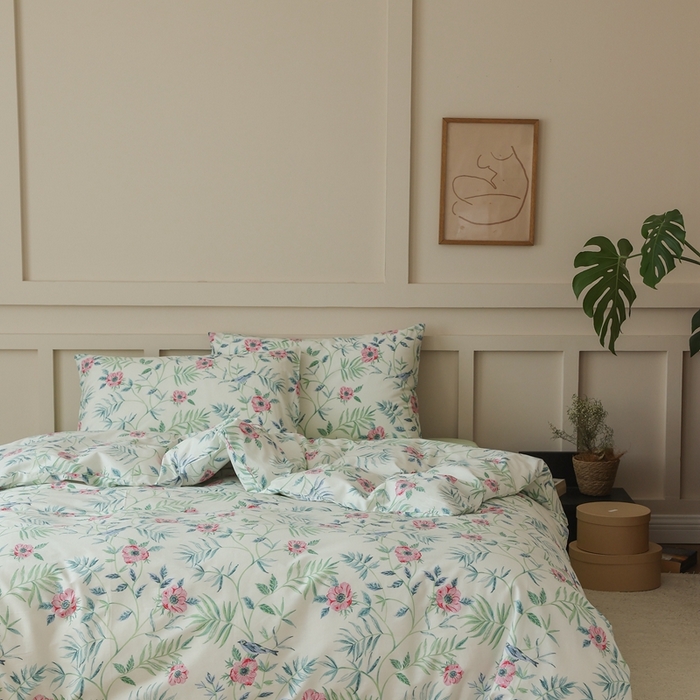 91家纺网 家纺一手货源 找家纺 棉眠 2025新款春夏花间牧歌田园系列四件套 春之晓晓