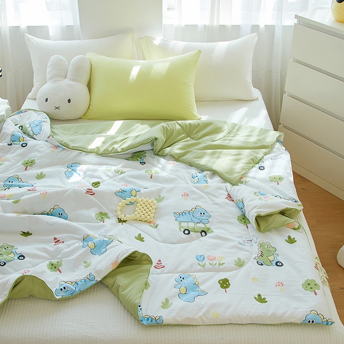 91家纺网 家纺一手货源 找家纺 梦恬佳 2025新款A类水洗皱皱棉夏凉被 恐龙乐园