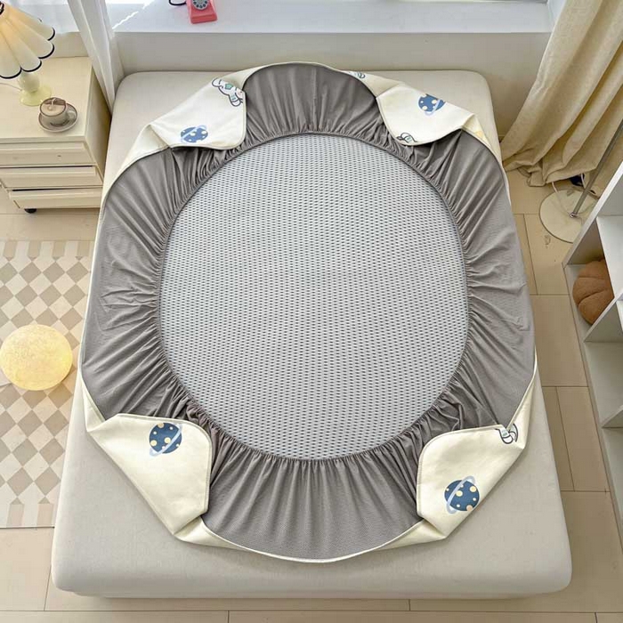 91家纺网 家纺一手货源 找家纺 鑫琪莱家纺 2025新款数码印花加密冰藤凉席三件套 床笠款-漫步星空