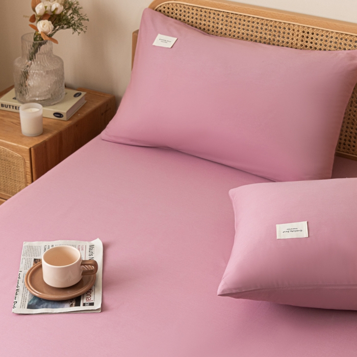 91家纺网 家纺一手货源 找家纺 梵克保罗 2025新款亲肤舒适全棉13372喷气床笠 紫豆沙