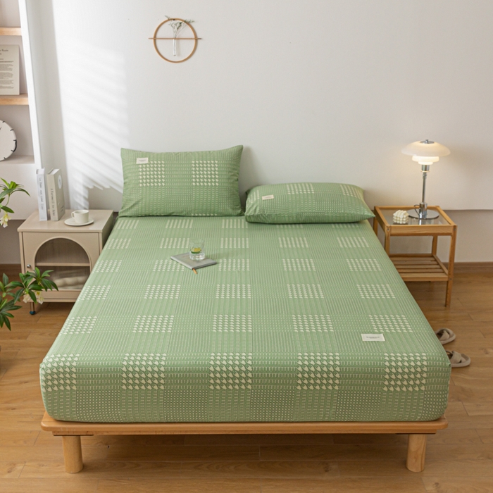 91家纺网 家纺一手货源 找家纺 梵克保罗 2025新款亲肤舒适全棉印花系列床笠 莫尼绿