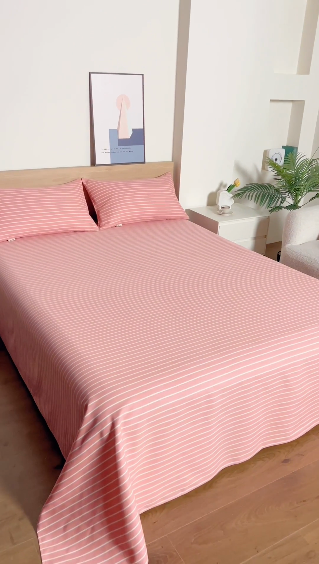 91家纺网 家纺一手货源 找家纺 2025新款老粗布床单老粗布凉席三件套系列-床单 浪漫-粉