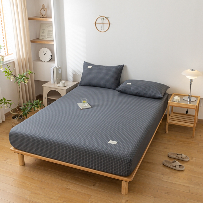 91家纺网 家纺一手货源 找家纺 梵克保罗 2025新款亲肤舒适全棉印花系列床笠 小黑格