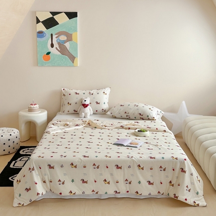 一加一 2025A类牛奶丝针织棉印花大豆夏被 腊肠狗