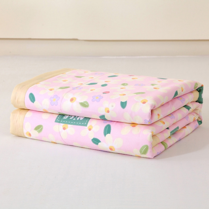 91家纺网 家纺一手货源 找家纺 （自己工厂 有网销大热款 网销帮推可合作优惠）2025新款全棉夏被空调被夏凉被纯棉夏季儿童棉花薄被子 花满城-粉