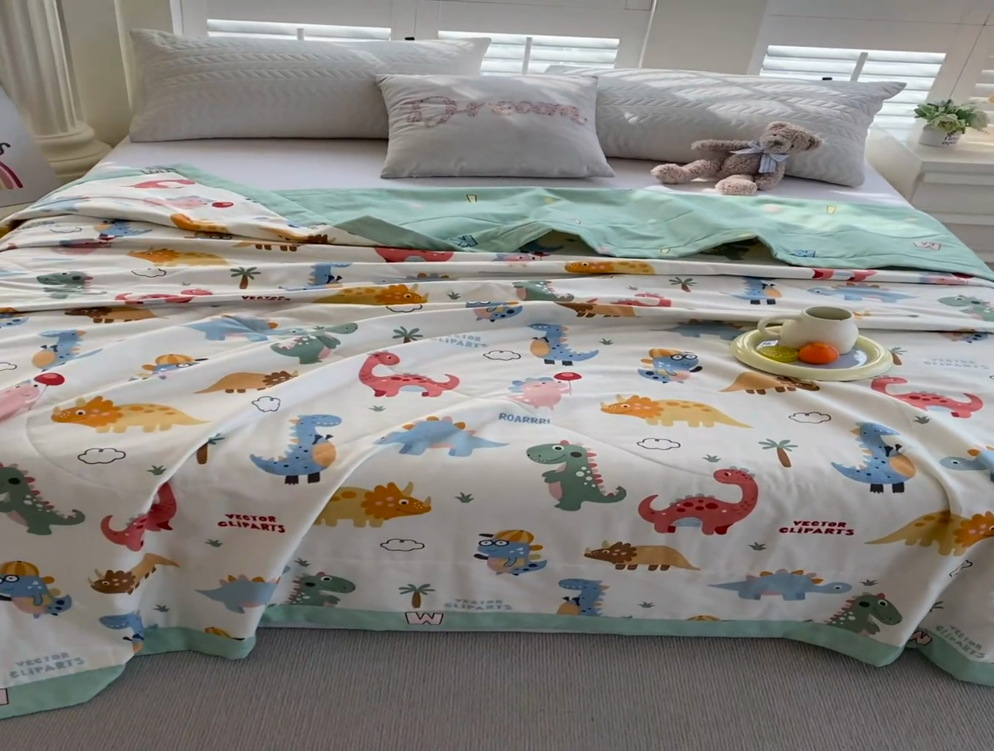 91家纺网 家纺一手货源 找家纺 （自己工厂 有网销大热款 网销帮推可合作优惠）2025新款全棉夏被空调被夏凉被纯棉夏季儿童棉花薄被子 恐龙萌游记