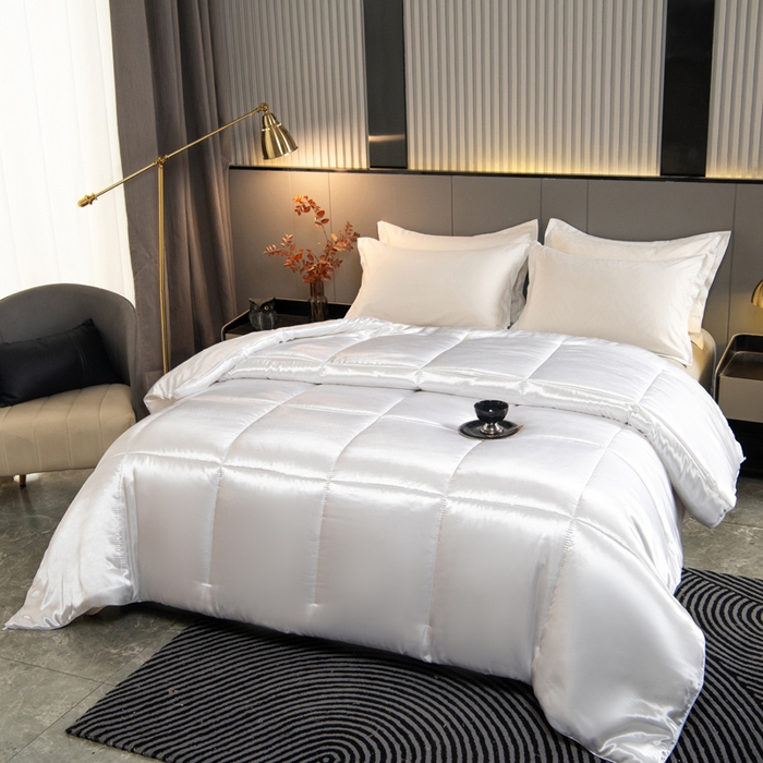 91家纺网 家纺一手货源 找家纺 畅销被业 2025新款仿真丝四季被 仿真丝-珍珠白色