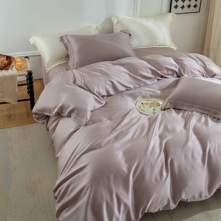 91家纺网 家纺一手货源 找家纺 121  2025新款60s支进口兰精天丝四件套-秋风QIUFENG系列（场景三） 月光紫