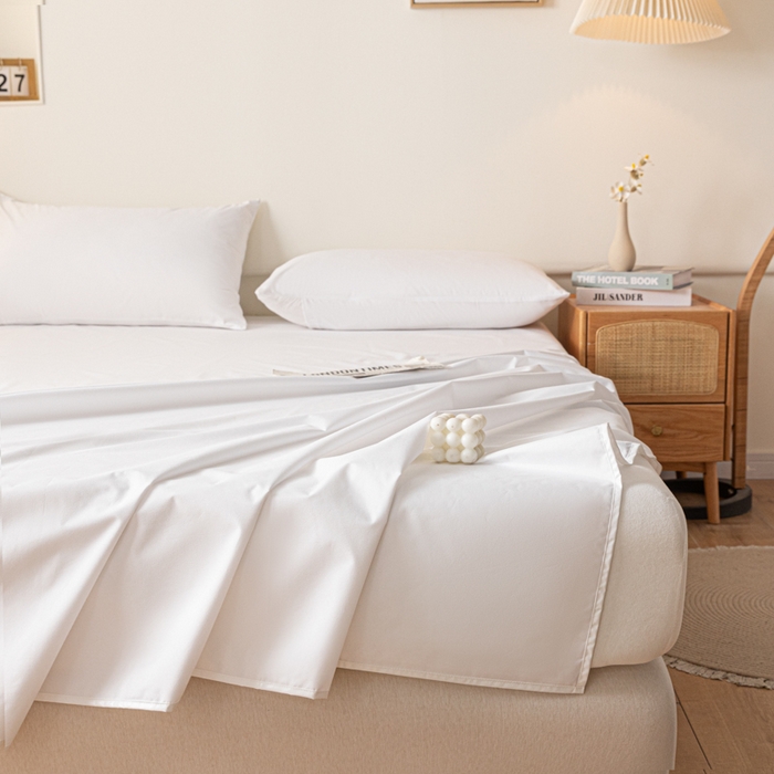 91家纺网 家纺一手货源 找家纺 梵克保罗 2025新款亲肤舒适防水纯色床单 C-纯白