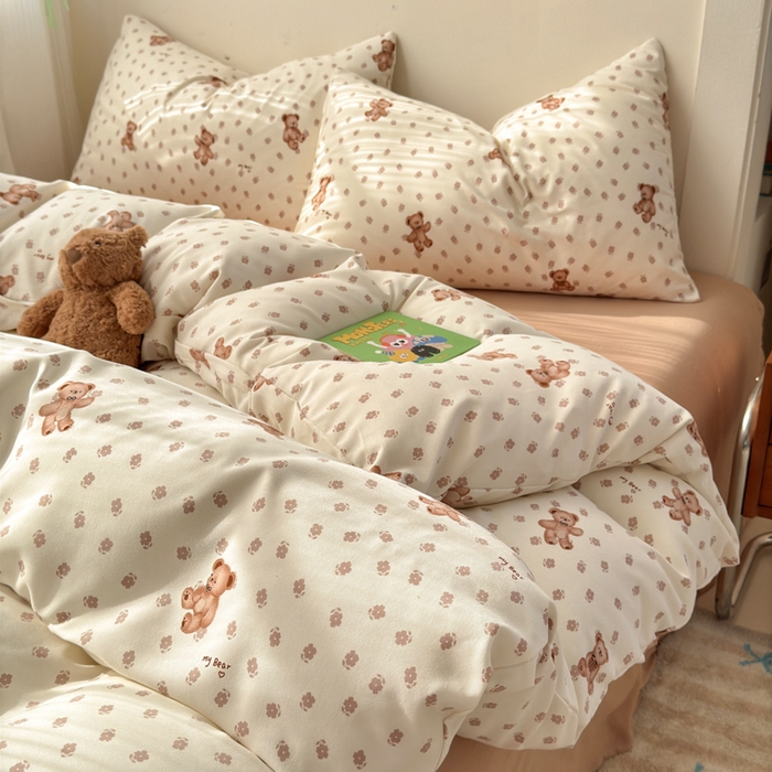 91家纺网 家纺一手货源 找家纺 冕悠家纺 2025新款热款A类高克重针织双层纱四件套系列 （提供买家秀） 花田熊