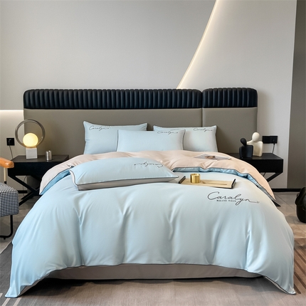 91家纺网 家纺一手货源 找家纺 2025新款水洗磨毛刺绣四件套-慕斯 风铃兰+山灰