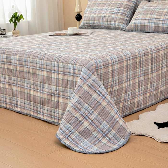 91家纺网 家纺一手货源 找家纺 情煊家纺 2025新款双面全棉夹棉床盖三件套 品质生活