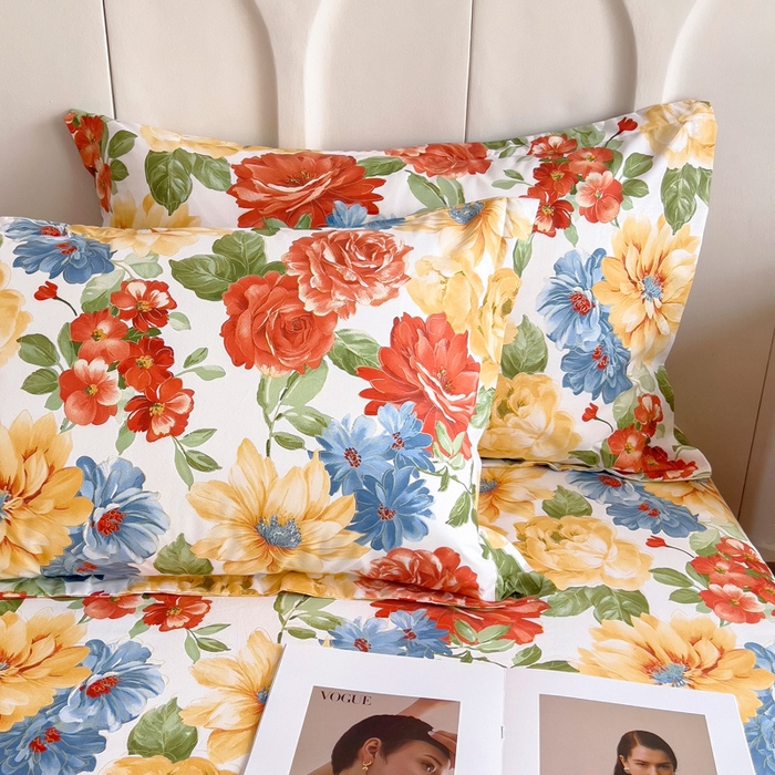 91家纺网 家纺一手货源 找家纺 2025新款全棉花边款床单 锦绣年华