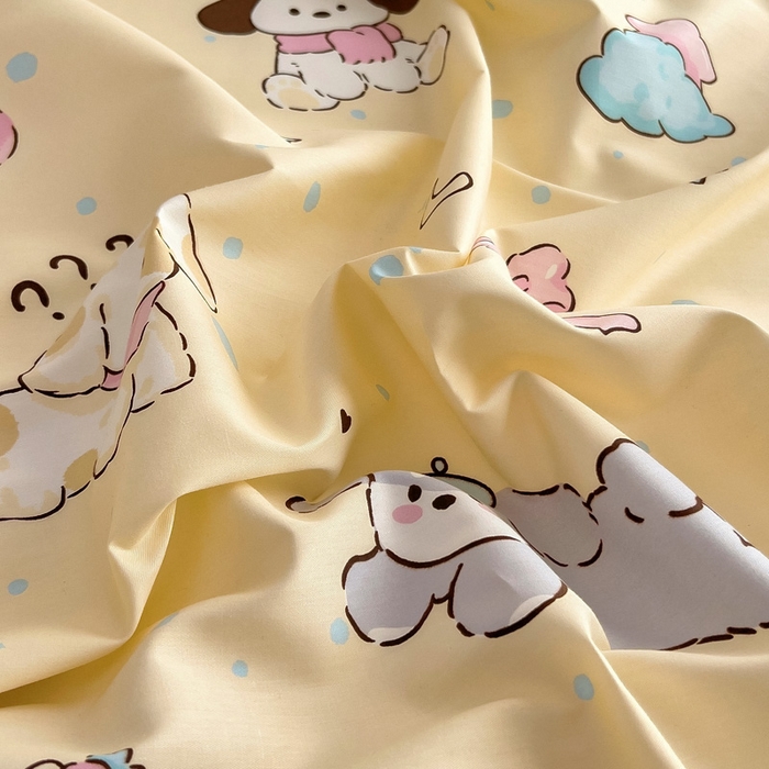 91家纺网 家纺一手货源 找家纺 2025新款全棉花边款床单 好奇狗