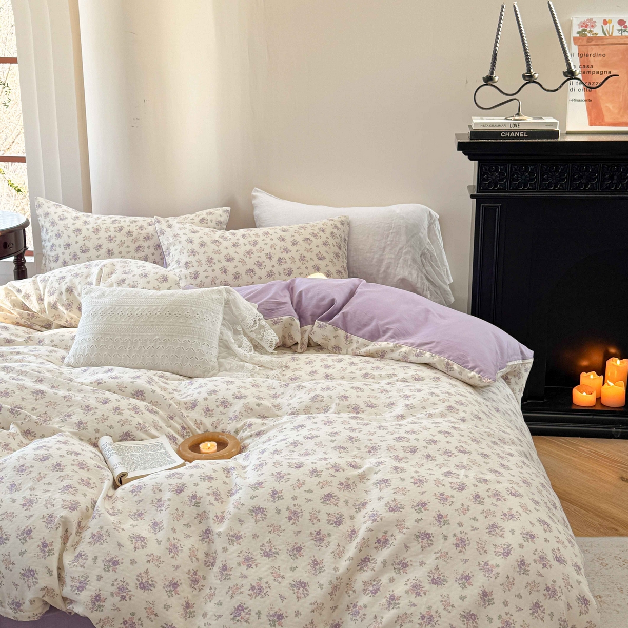 91家纺网 家纺一手货源 找家纺 时年家纺 2025春夏新款全棉纯棉有氧双层纱四件套-碎花系列 南风知意