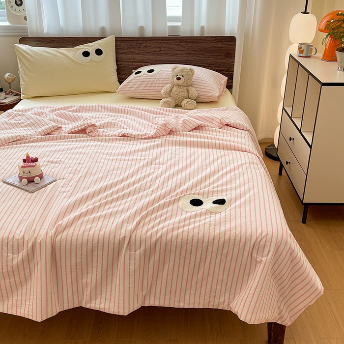 91家纺网 家纺一手货源 找家纺 （总）桃心家居 2025新款云柔水洗棉毛巾绣大豆单夏被夏被四件套