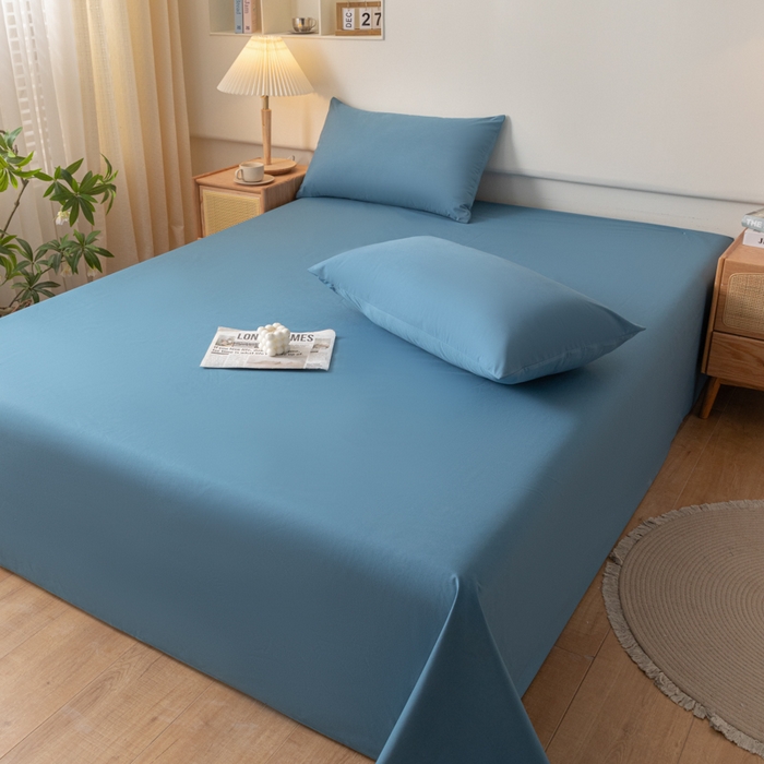 91家纺网 家纺一手货源 找家纺 梵克保罗 2025新款亲肤舒适防水纯色床单 C-宾利蓝