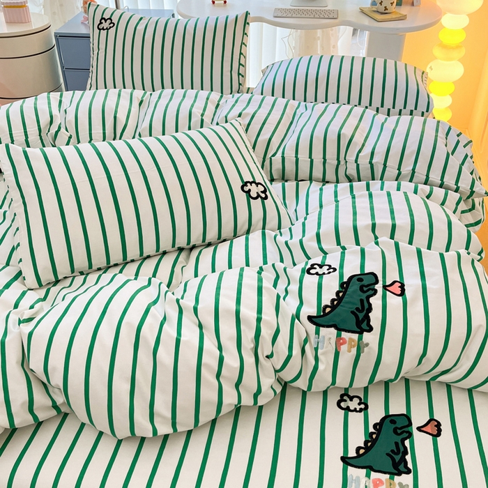 91家纺网 家纺一手货源 找家纺 （总）雅居纺家纺 2025新款全棉老粗布绣花四件套单被套