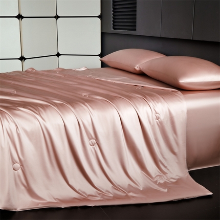 雯豆家纺 2025夏季新品锦纶+氨纶高档冰丝凉感夏被空调被7A抗菌薄被芯 冰芙绸夏被-玫瑰金