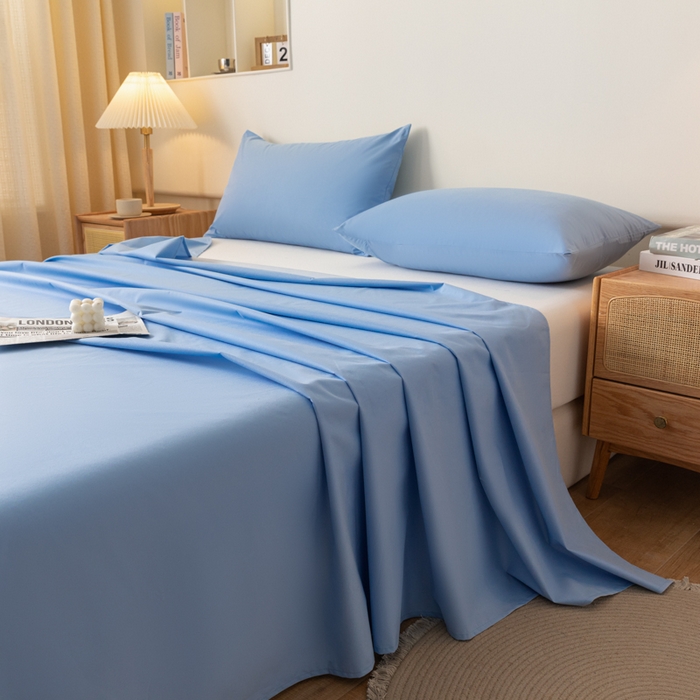 91家纺网 家纺一手货源 找家纺 梵克保罗 2025新款亲肤舒适防水纯色床单 C-天蓝