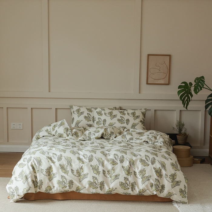 91家纺网 家纺一手货源 找家纺 棉眠 2025新款春夏花间牧歌田园系列四件套 暮色仙草