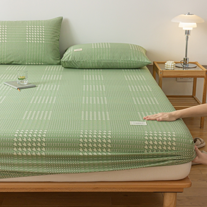 91家纺网 家纺一手货源 找家纺 梵克保罗 2025新款亲肤舒适全棉印花系列床笠 莫尼绿