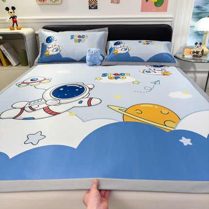 丝羽坊 2025新款大版印花冰丝凉席冰丝席碳光冰丝凉席-平铺款 外星人