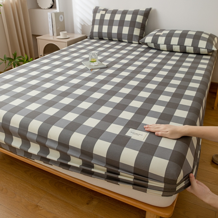 91家纺网 家纺一手货源 找家纺 梵克保罗 2025新款亲肤舒适全棉印花系列床笠 灰格调