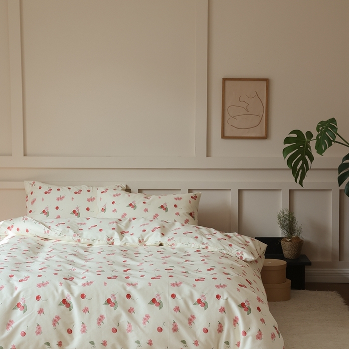 91家纺网 家纺一手货源 找家纺 棉眠 2025新款春夏花间牧歌田园系列四件套 蜜糖水晶