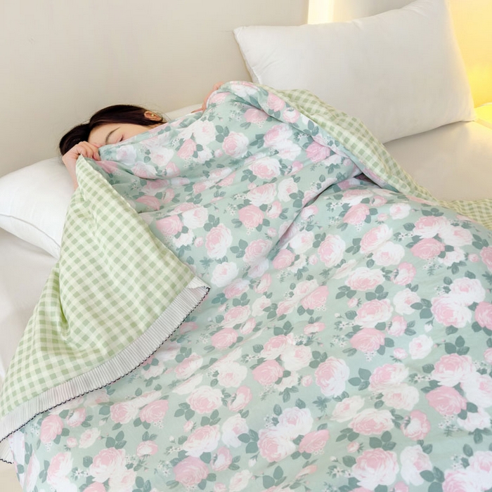 91家纺网 家纺一手货源 找家纺 眠多宝 2025新款亲肤舒适水洗棉花边夏被 知风