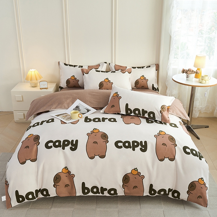 91家纺网 家纺一手货源 找家纺 爱诗诺2025加厚生态棉磨毛四件套高克重植物羊绒四件套大量现货巴拉