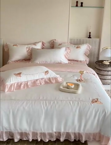 91家纺网 家纺一手货源 找家纺 （总）简纯主义 2025新款兰精天丝刺绣四件套