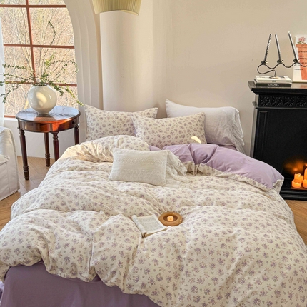 时年家纺 2025春夏新款全棉纯棉有氧双层纱四件套-碎花系列 南风知意