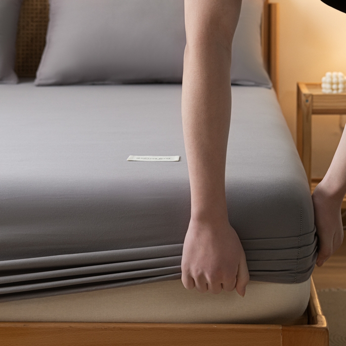 91家纺网 家纺一手货源 找家纺 梵克保罗 2025新款亲肤舒适全棉13372喷气床笠 灰色