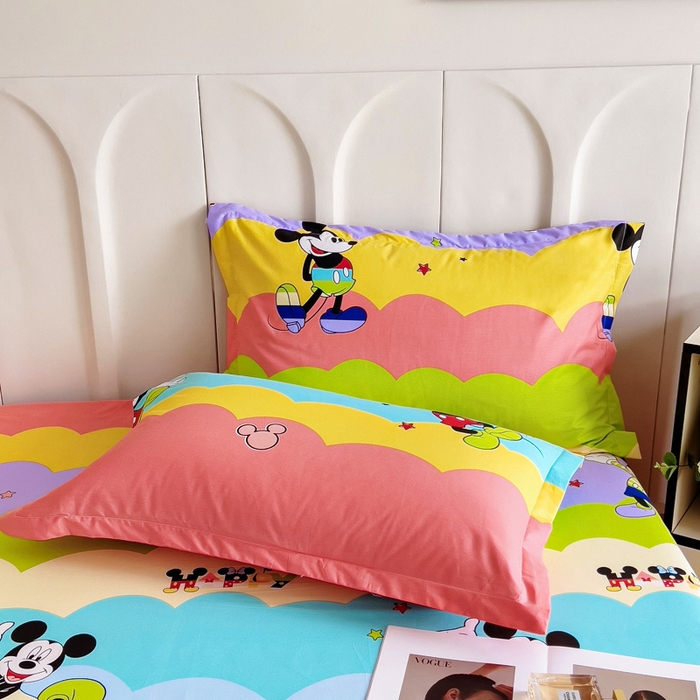 91家纺网 家纺一手货源 找家纺 2025新款全棉花边款床单 米奇