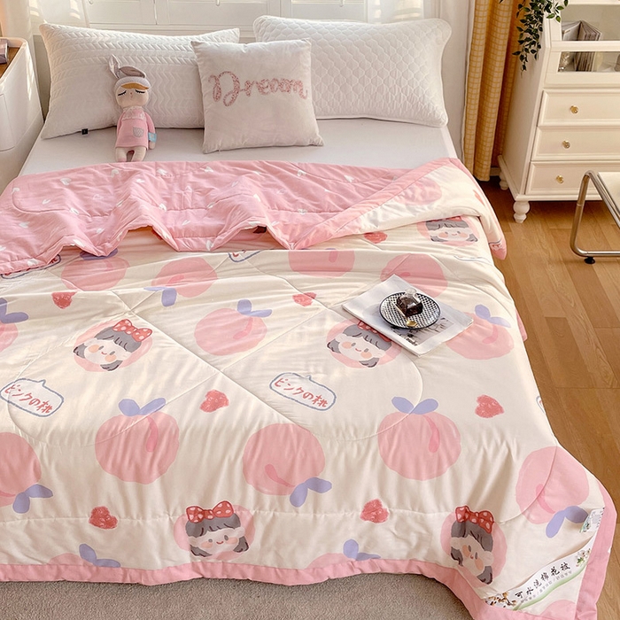 91家纺网 家纺一手货源 找家纺 （自己工厂 有网销大热款 网销帮推可合作优惠）2025新款全棉夏被空调被夏凉被纯棉夏季儿童棉花薄被子 白桃公主