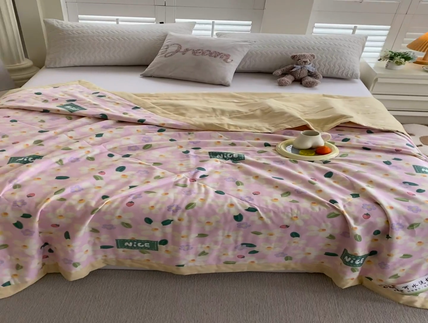 91家纺网 家纺一手货源 找家纺 （自己工厂 有网销大热款 网销帮推可合作优惠）2025新款全棉夏被空调被夏凉被纯棉夏季儿童棉花薄被子 花满城-粉