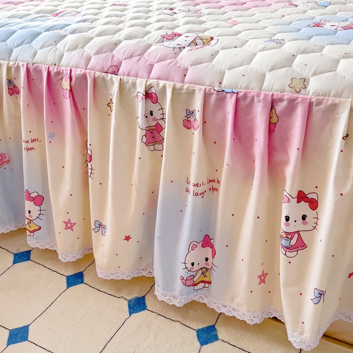 91家纺网 家纺一手货源 找家纺 2025新款全棉夹棉床裙 甜喵