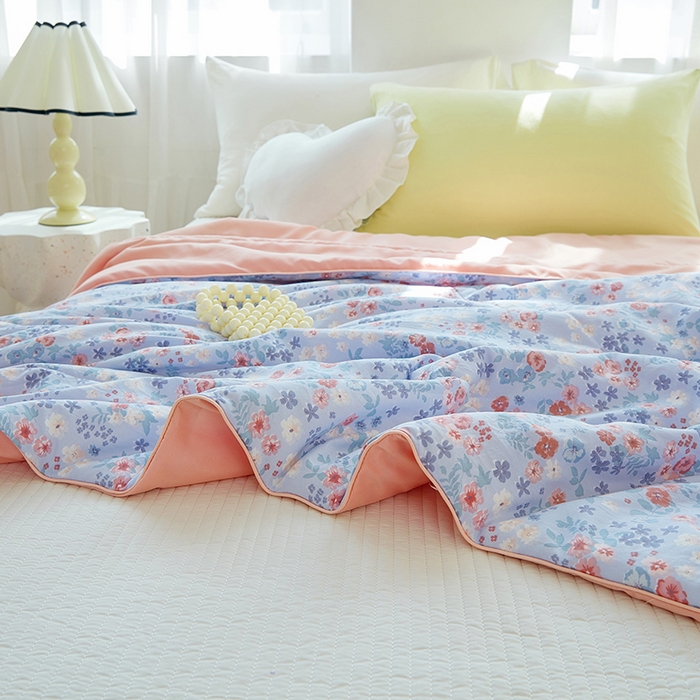 91家纺网 家纺一手货源 找家纺 梦恬佳 2025新款A类水洗皱皱棉夏凉被 甜蜜寄语