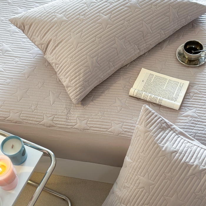 91家纺网 家纺一手货源 找家纺 漫调家纺 2025新款全棉星星床笠 繁星灰