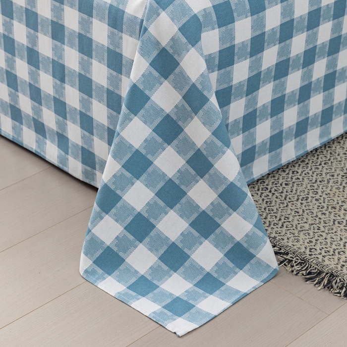 91家纺网 家纺一手货源 找家纺 2025新款老粗布床单老粗布凉席三件套系列-床单 月白-蓝