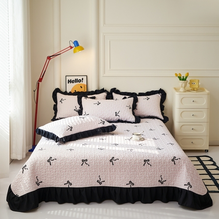 蝶帕家纺 2025新款法式赫本风韩版花边水洗棉床盖四件套 半旧时光