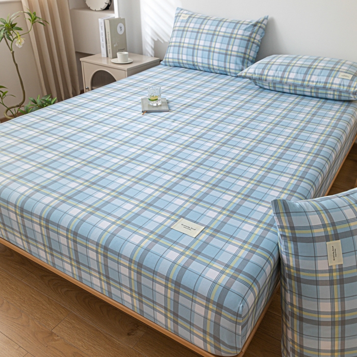 91家纺网 家纺一手货源 找家纺 梵克保罗 2025新款亲肤舒适全棉印花系列床笠 简兮蓝